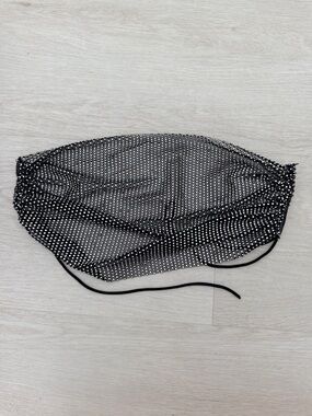 Black Rhinestone Mesh Crop Top